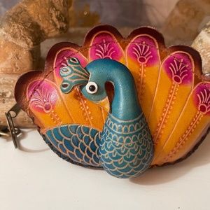 Handmade Genuine Leather Peacock coin purse